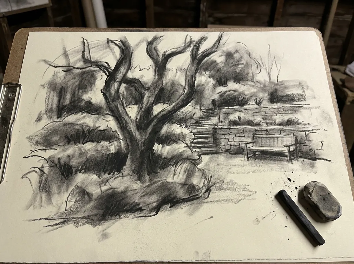Concept sketches: landscape design drawing by Silver Leaf Landscape